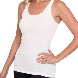 NWT White Basic Ribbed Racerback Tank (SM-3X) Zenana Ribbed Tank Top